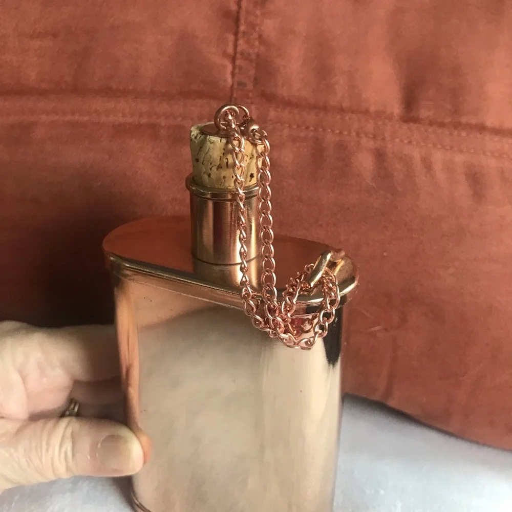 Elegant‎ Copper Flask with Chain and Cork Closure
